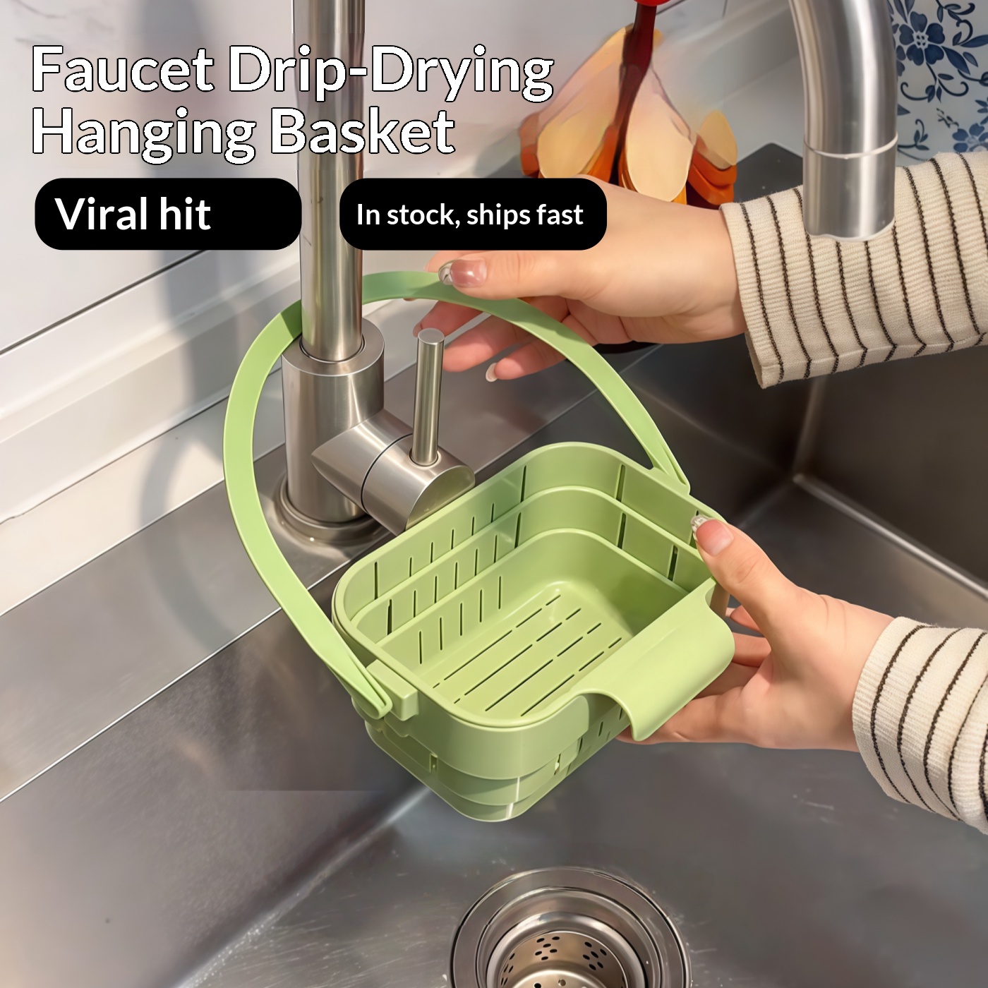 Kitchen Hanging Gadgets - Składany koszyk do zlewu, wiszący durszlak