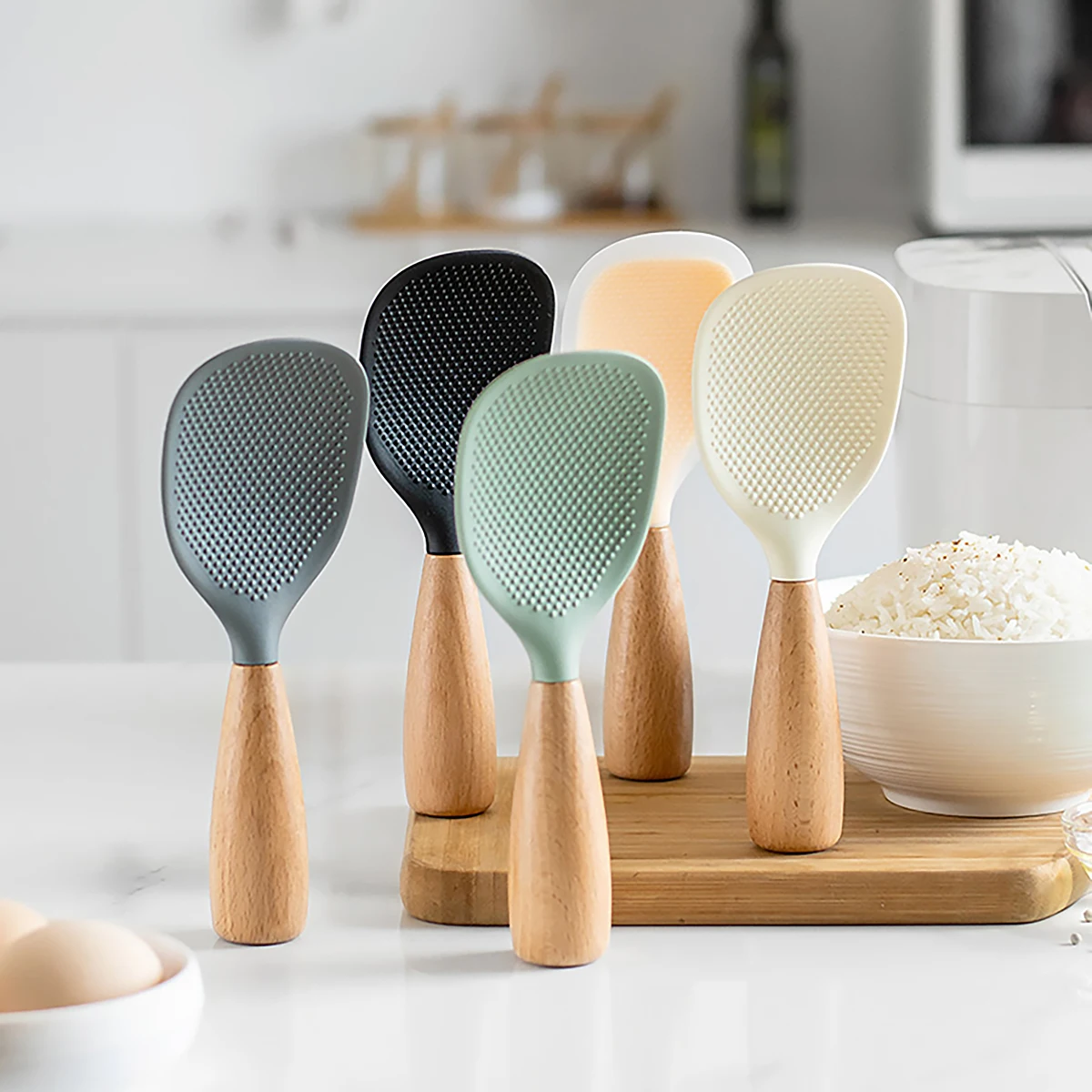 Kitchen Gadgets Cool - Wisząca silikonowa łyżka do ryżu chochla