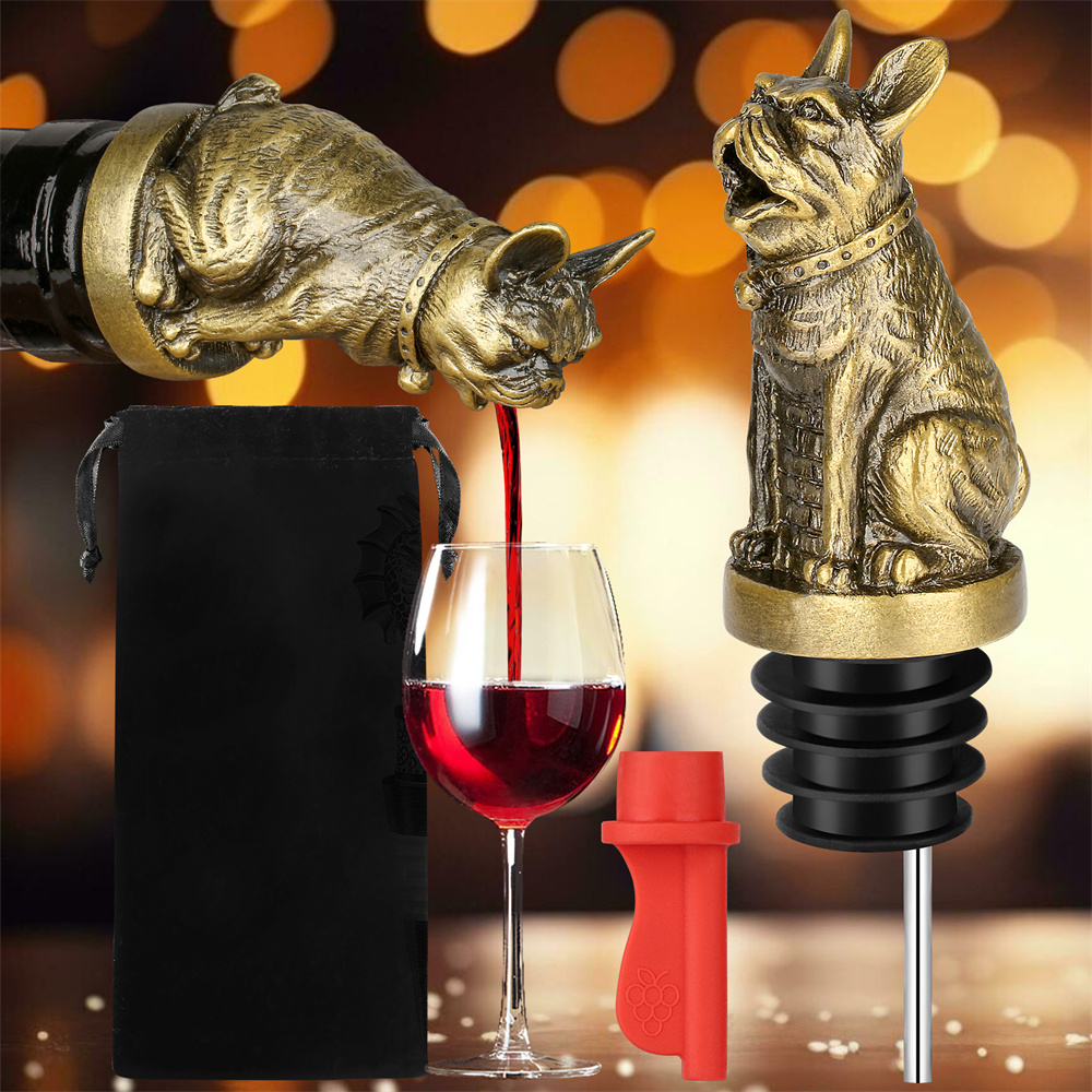 Kitchen Hanging Gadgets - Śliczny Buldog Francuski Wino Pouer Korek