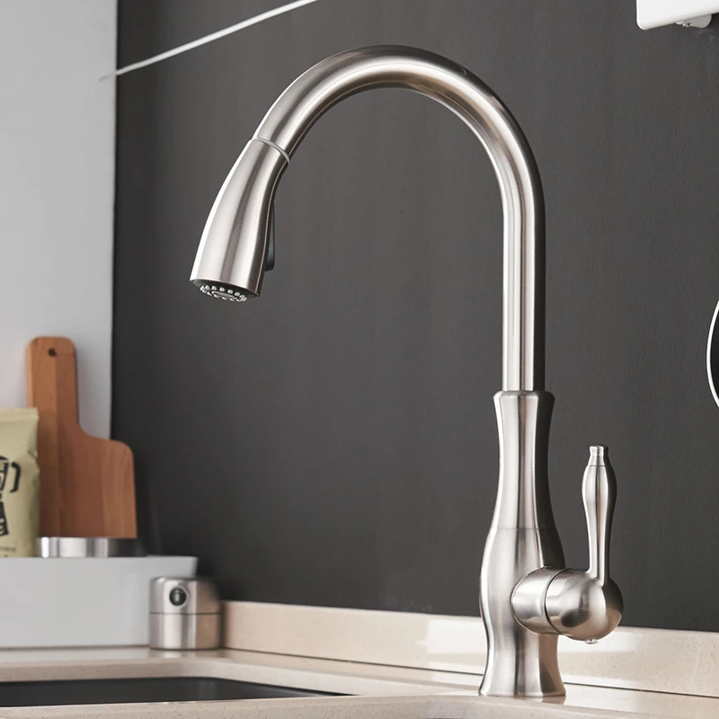 Kitchen Gadgets Mixer - Bateria kuchenna srebrna, jednouchwytowa, z wyciąganą