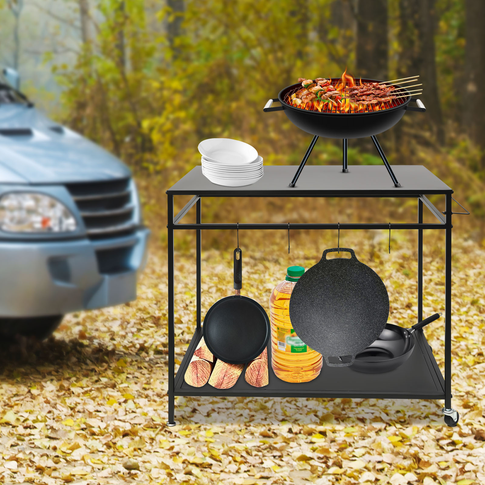 Dwupoziomowy, mobilny stół do  – Kitchen Gadgets Rack recenzja i cena