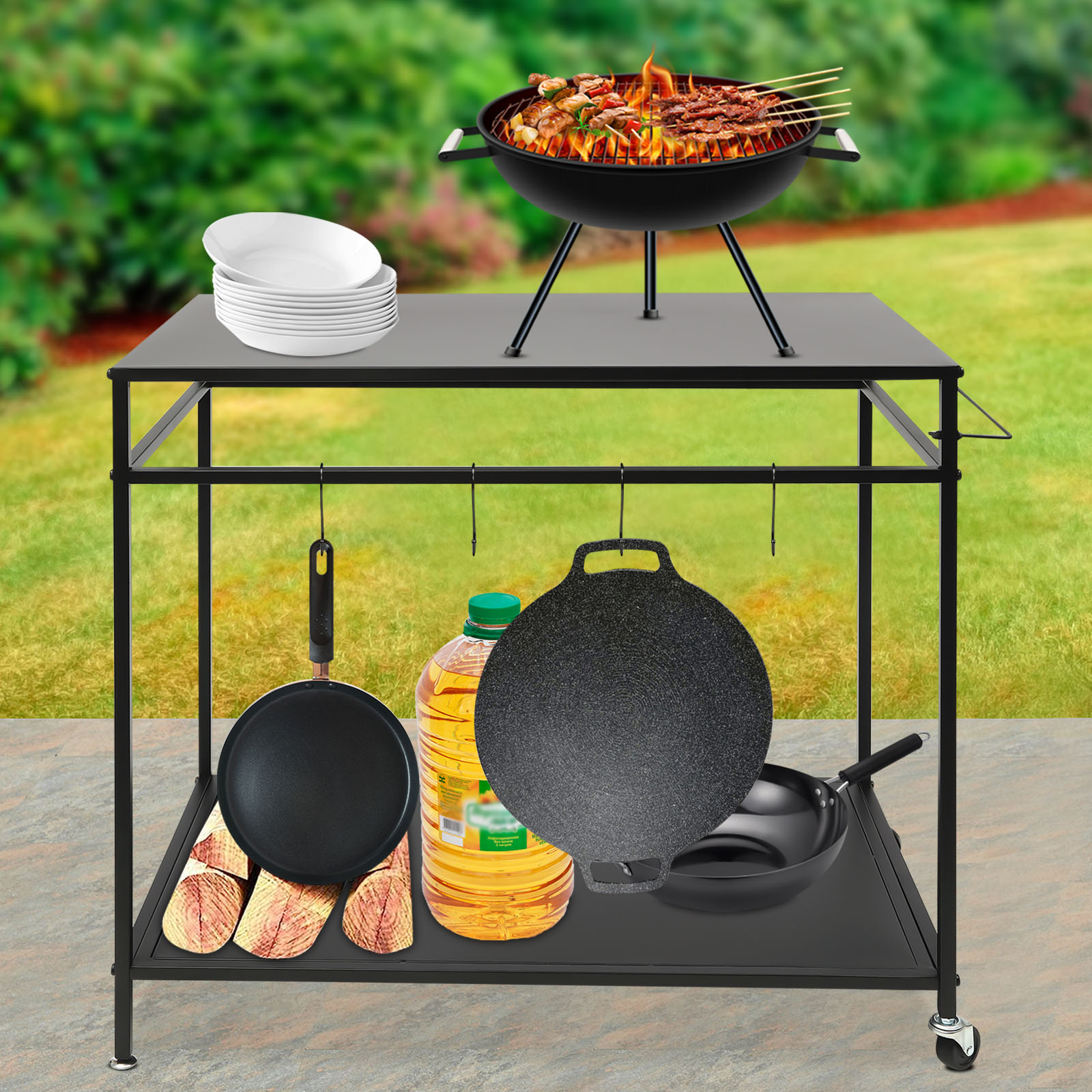 Dwupoziomowy, mobilny stół do  – Kitchen Gadgets Rack recenzja i cena